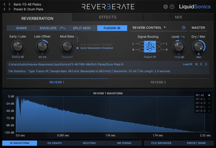 LiquidSonics Reverberate 3 Compact Fusion IR WIth Late Offsetting