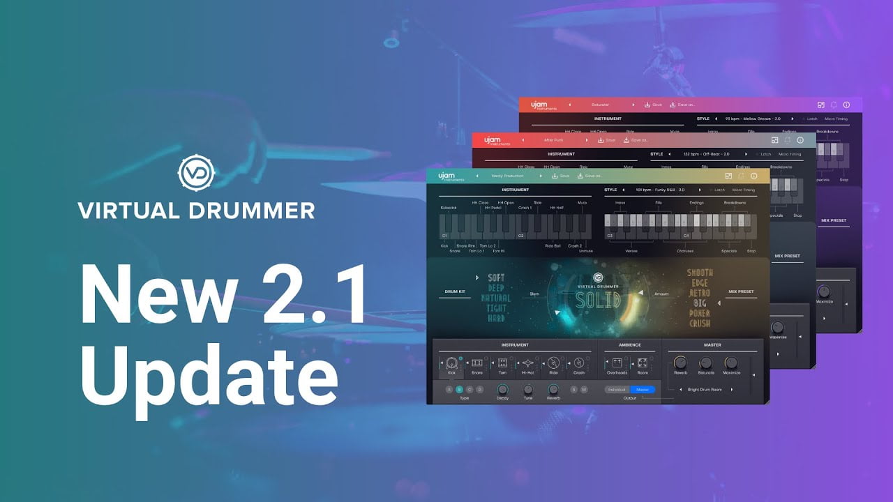 UJAM updates Virtual Drummer series instruments to v2.1