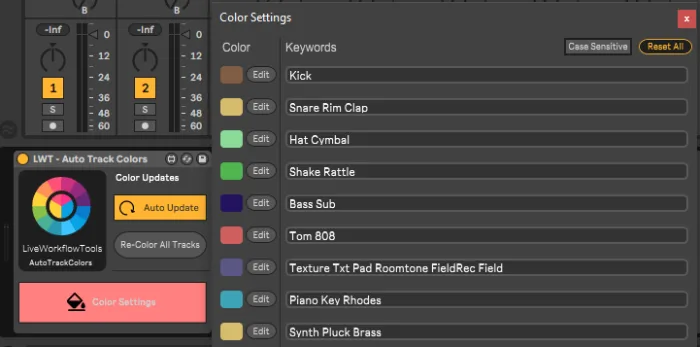 Live Workflow Tools Auto Track Colors