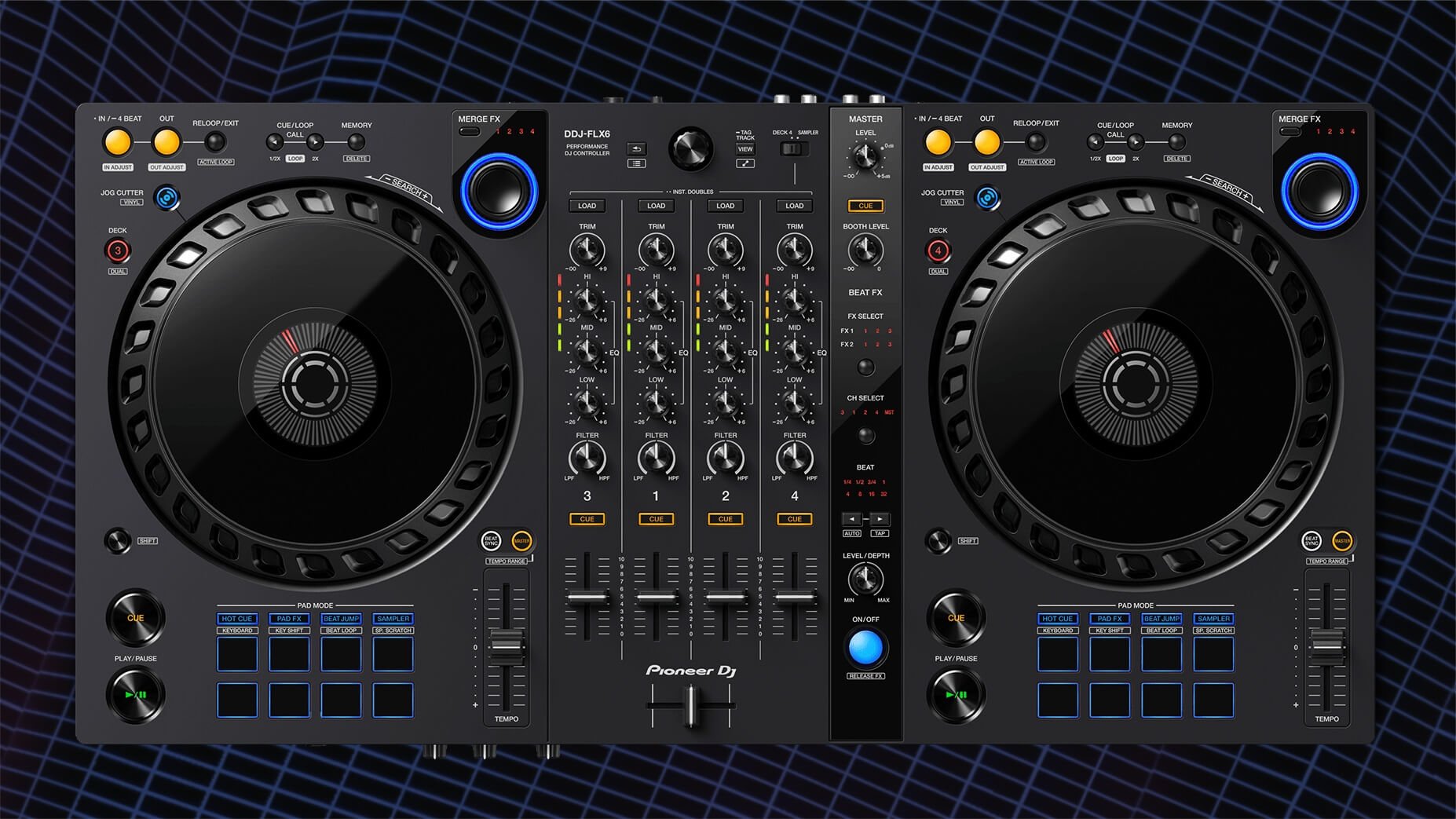 Pioneer DDJ-FLX6 4-channel DJ controller for rekordbox and Serato DJ Pro