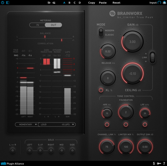 Brainworx bx limiter True Peak