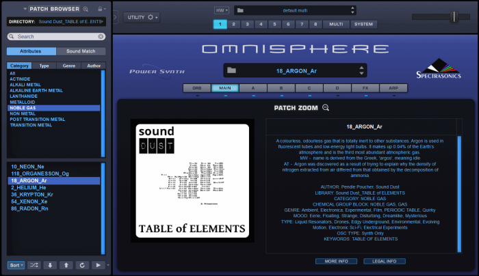 Sound Dust Table of Elements for Omnisphere