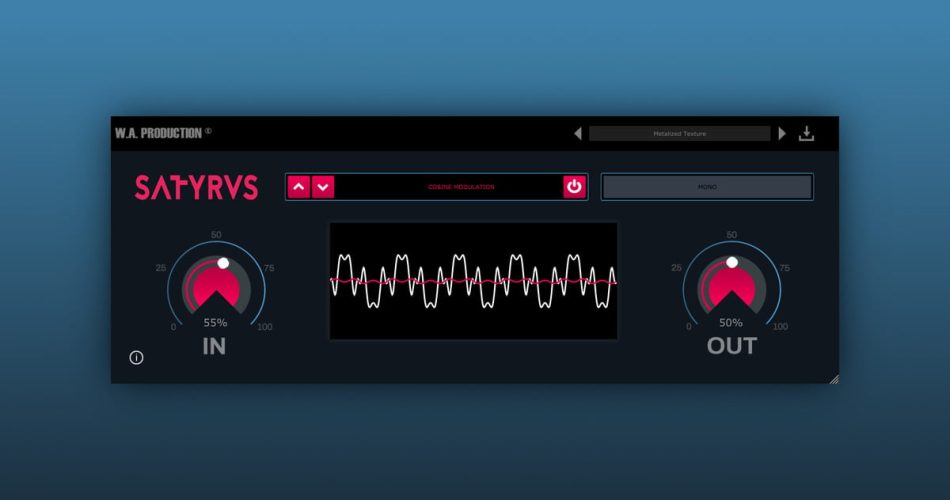 W.A. Production Satyrus distortion & saturation plugin on sale for $3.90 USD