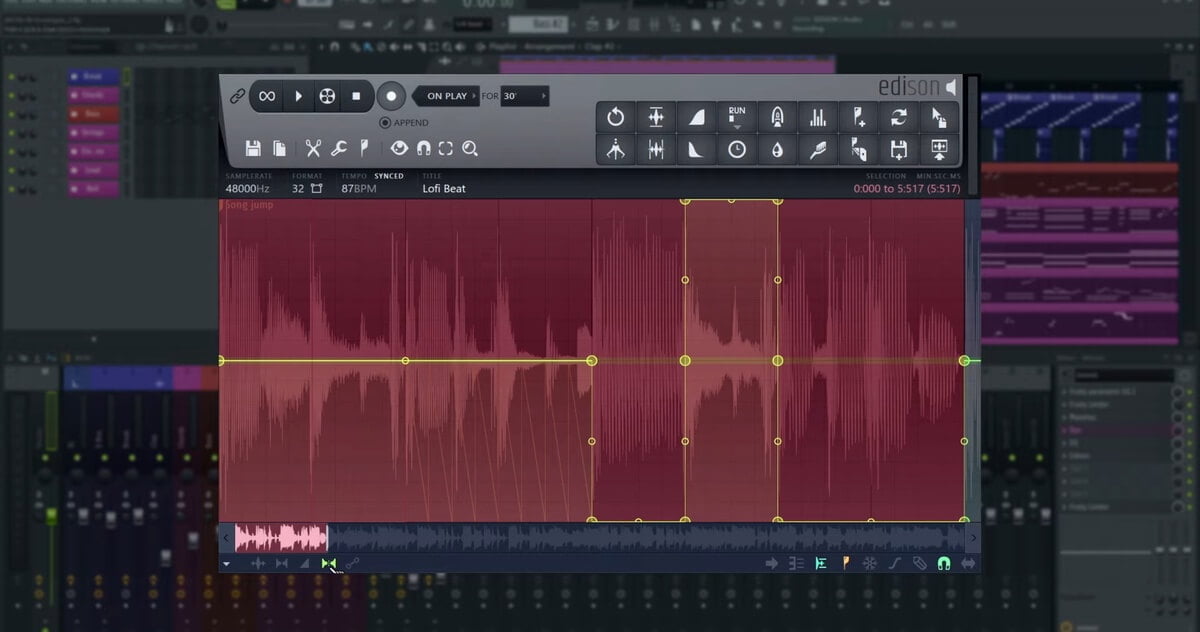 Design your sound with envelopes in FL Studio's Edison audio editor