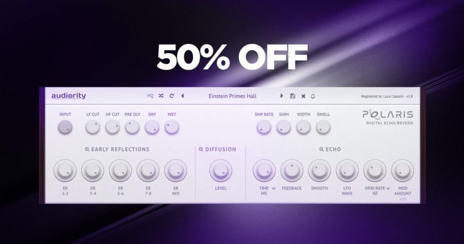 Polaris echo/reverb effect plugin by Audiority on sale at 50% OFF