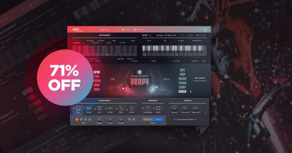 Virtual Drummer HEAVY virtual instrument by UJAM on sale at 71% OFF