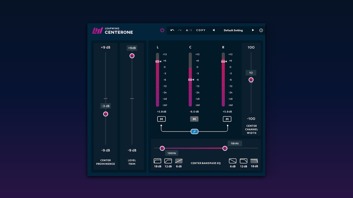 Save 40% on Leapwing Audio’s CenterOne plugin for adjusting your phantom center signal