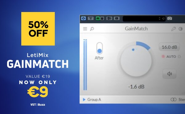 GainMatch gain matching plugin by LetiMix on sale for 9 EUR