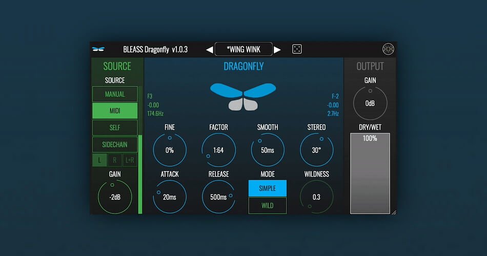 Dragonfly: Dynamic tremolo effect plugin by BLEASS