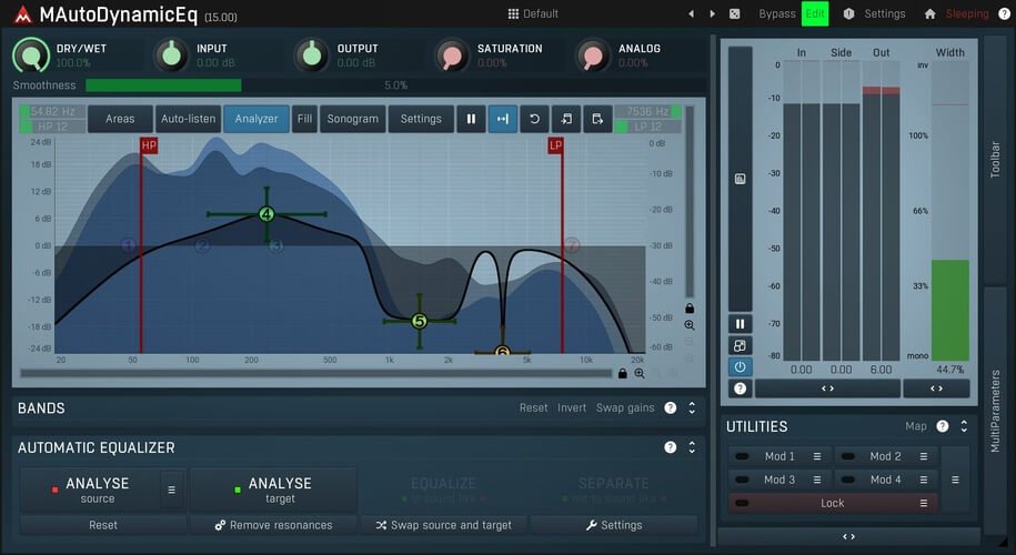 Save 77% on MAutoDynamicEQ parametric equalizer plugin by Meldaproduction