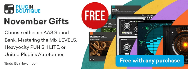 Plugin Boutique November Gifts: AAS Sound Bank, Levels, Autoformer & Punish Lite