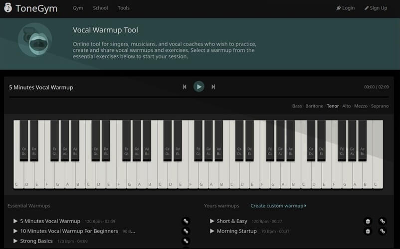 ToneGym Vocal Warmup Tool