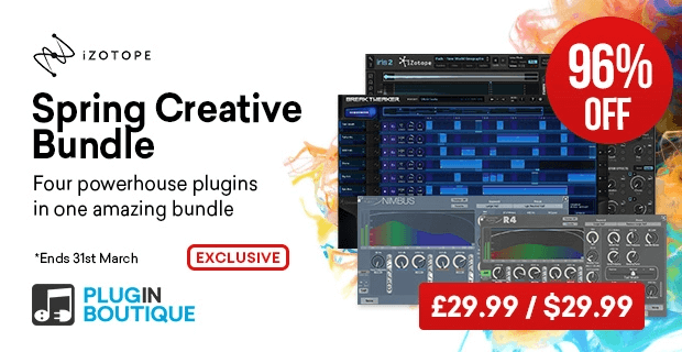 Ends today: Spring Creative Bundle: Save 96% on 4 plugins from iZotope