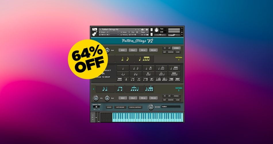 Save 64% on Pattern Strings tempo-synced rhythmic fragments for Kontakt