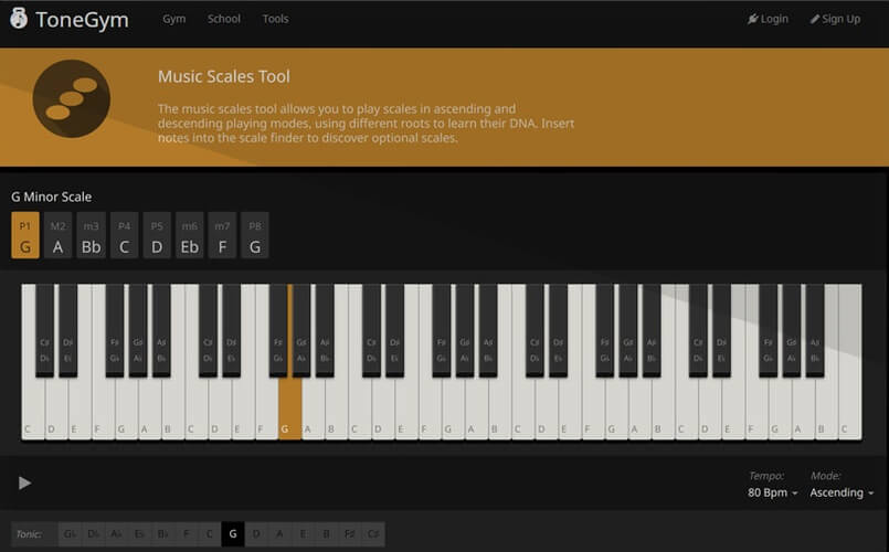 ToneGym Music Scales Tool