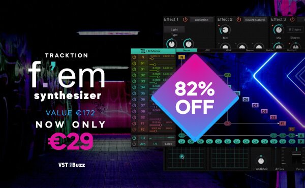F.’em powerful FM synthesizer by Tracktion on sale for 29 EUR