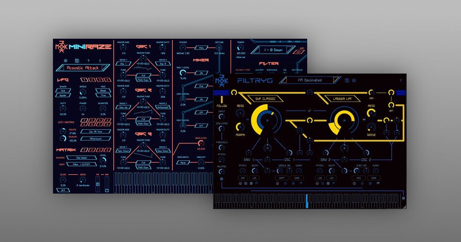 Save up to 25% on MOK’s Filtryg dual filter and Miniraze synth plugins