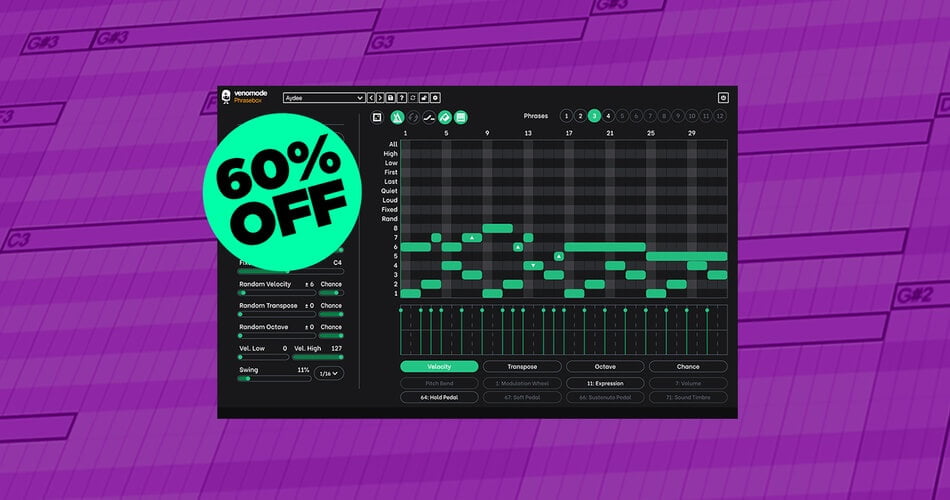 Save 60% on Phrasebox and craft expressive sequences from MIDI chords