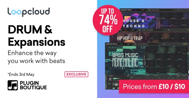 Save up to 74% on Loopcloud DRUM and Expansion Packs