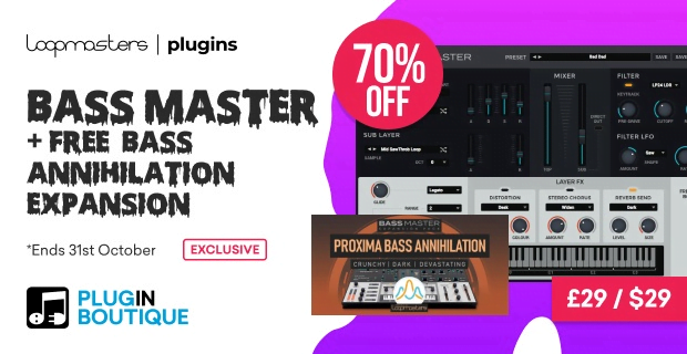 Save 70% on Loopmasters Bass Master virtual instrument plugin + Free Expansion
