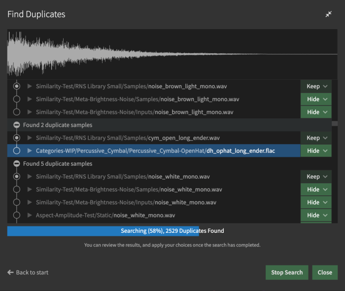 Sononym 1.4 duplicate progress