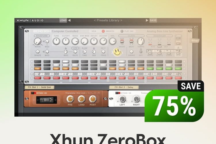 ZeroBox bassline synth plugin by Xhun Audio on sale for $25 USD
