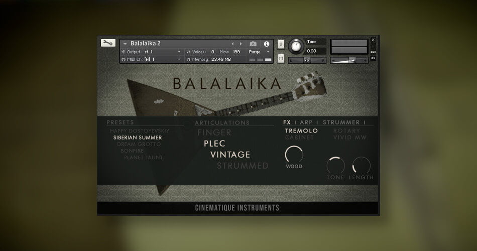 Cinematique Instruments Balalaika 2 for Kontakt on sale at 25% OFF