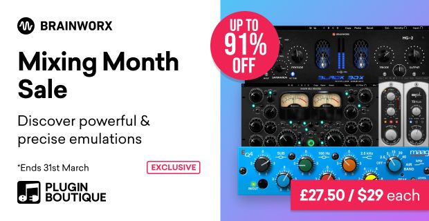 Brainworx Mastering Month: Save up to 91% on effect plugins