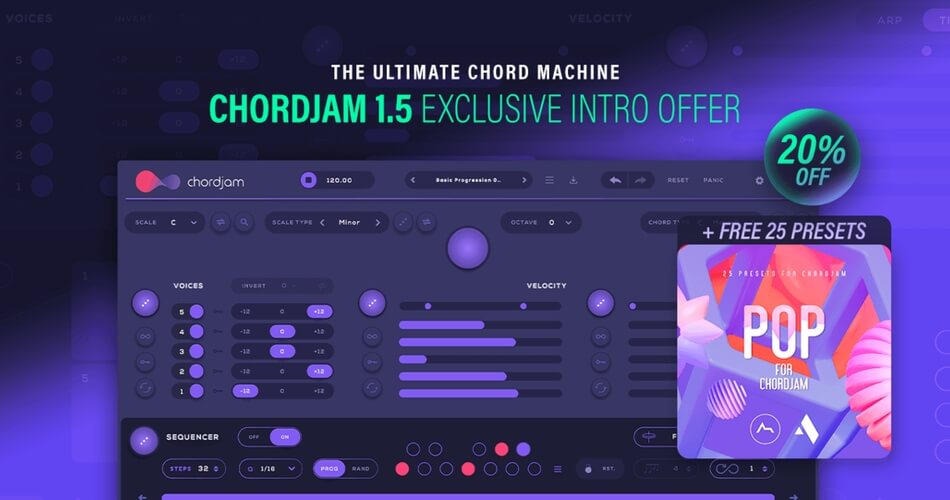 Pop Chords presets pack FREE with purchase of Chordjam at ADSR Sounds