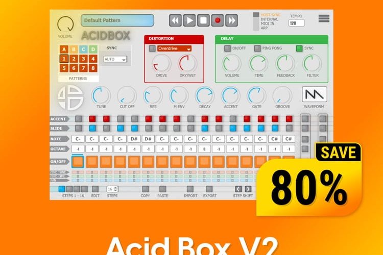 Save 80% on AcidBox v2 bassline synthesizer plugin by Audio Blast