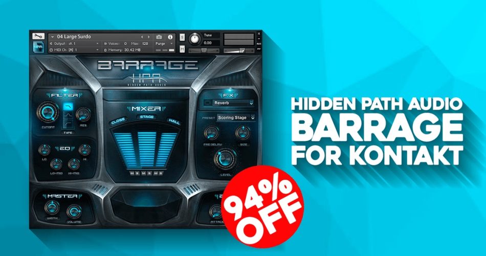 Barrage cinematic percussion designer by Hidden Path Audio on sale for $9 USD!