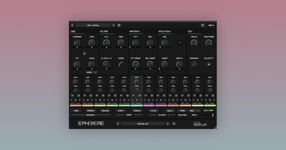 Inear Display updates Ephemere glitch percussion synth to v1.5
