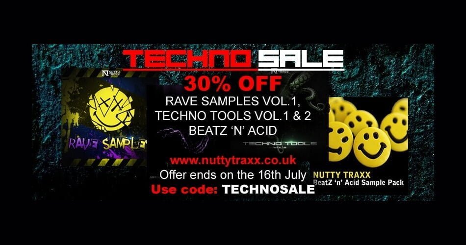 Save 30% on Techno sample packs at Nutty Traxx