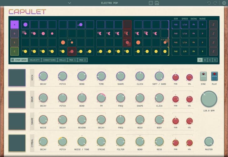 Capulet analog drum synth & sequencer plugin by Reel Audio Instruments
