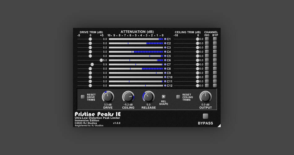 Pristine Peaks IE: Immersive peak limiter effect plugin by RJ Studios
