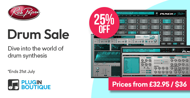 Save 25% on Punch 2, RAW Kick, and Punch-BD by Rob Papen