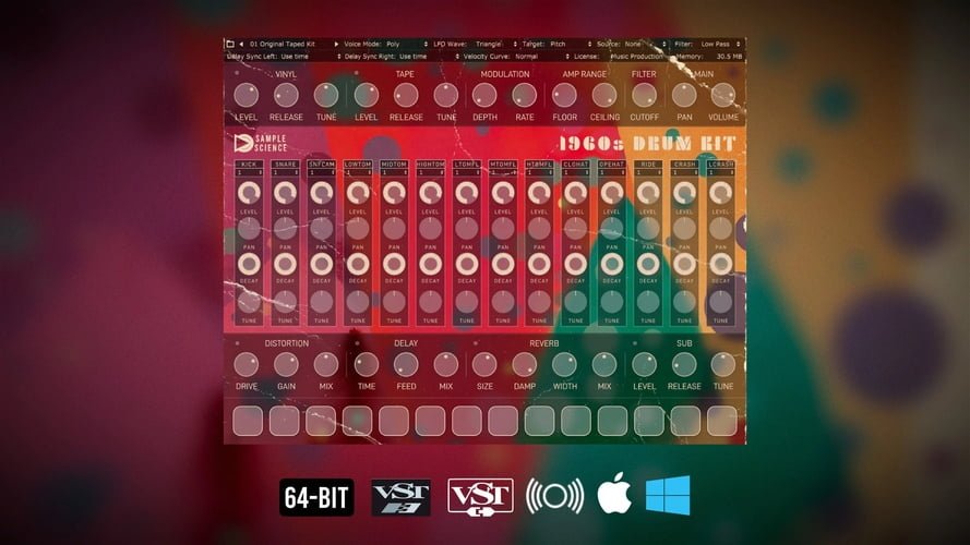 Get 60% OFF 1960s Drum Kit virtual instrument by SampleScience