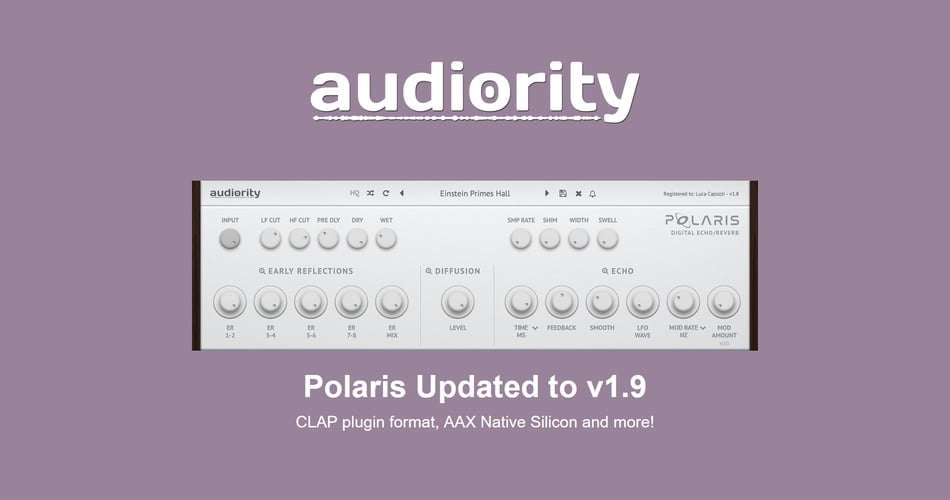 Audiority updates Polaris echo/reverb plugin to v1.9