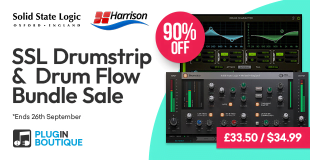 Save 90% on SSL Drumstrip & Harrison Consoles Drum Flow Bundle