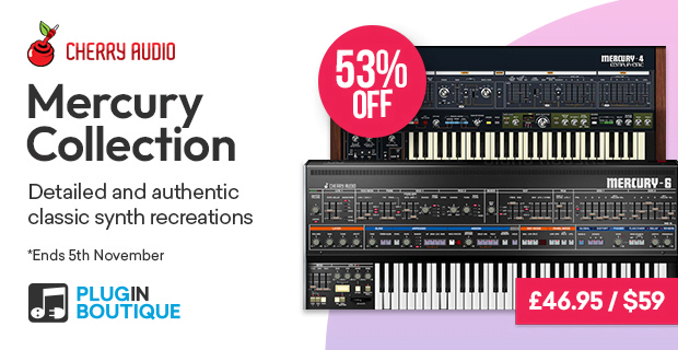 Mercury synthesizer collection by Cherry Audio on sale for $59 USD