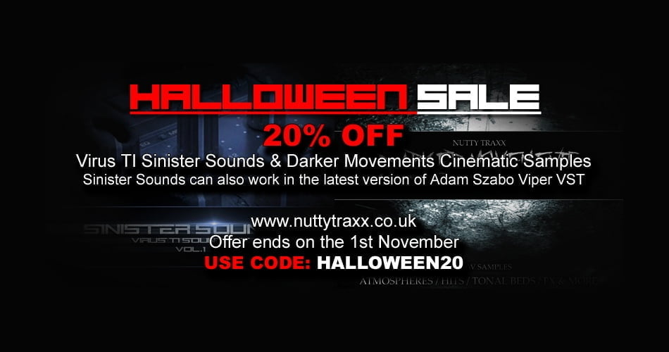 Nutty Traxx Halloween Sale: 20% OFF Sinister Sound Virus TI Soundset & Darker Movements