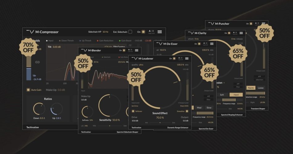Save up to 72% on M-Series effect plugins by Techivation