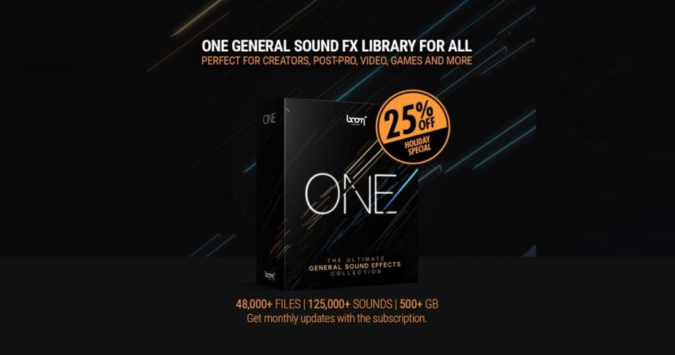 Save 25% on BOOM ONE sound effects library by BOOM Library
