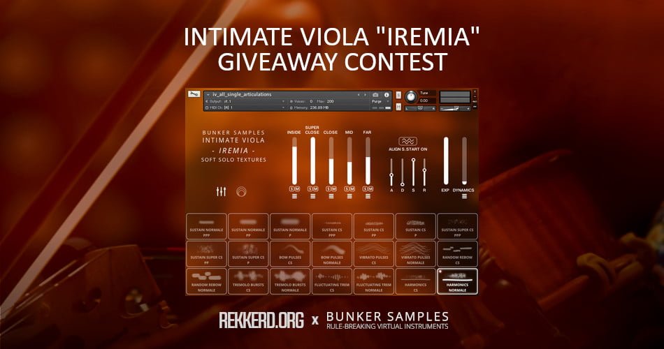 Giveaway Contest: Intimate Viola – Iremia by Bunker Samples (2x)