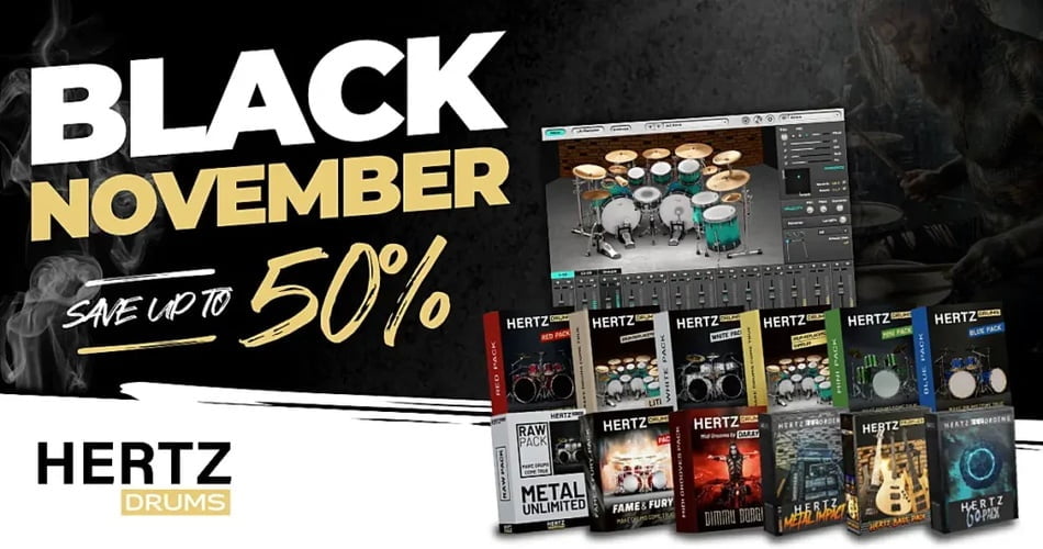Hertz Drums Black November: Save up to 50% on drum plugins & expansions