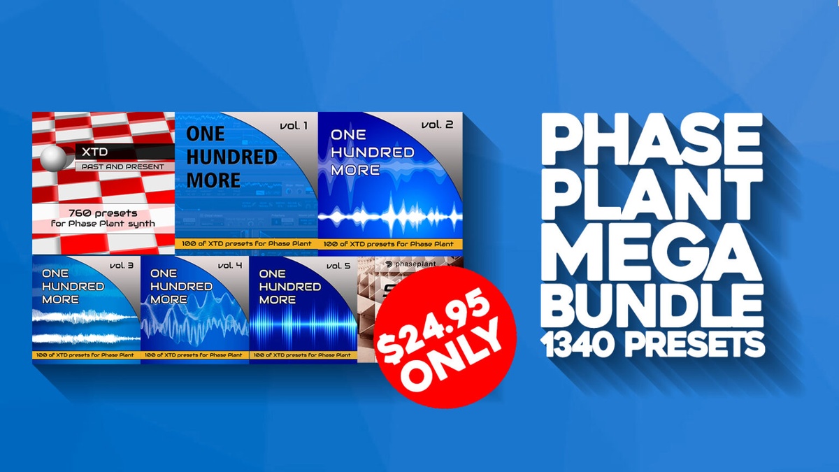 Phase Plant Mega Bundle by XTD: 1,340 presets for .95 USD