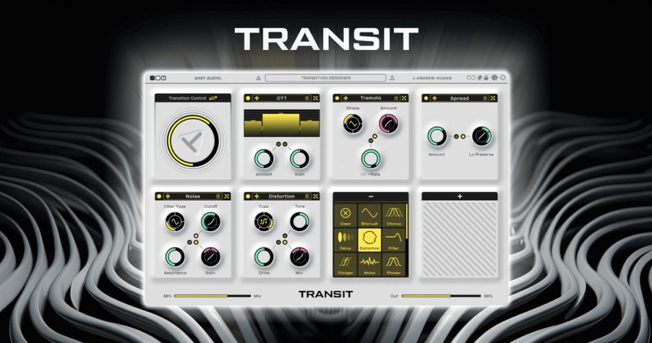 Transit transition designer plugin by Baby Audio on sale for $49 USD