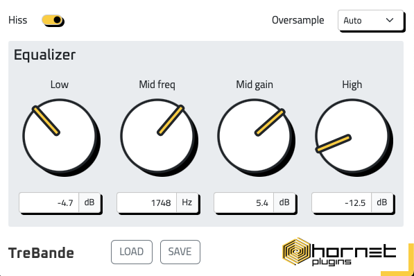 HorNet releases TreBande free analog sounding EQ plugin