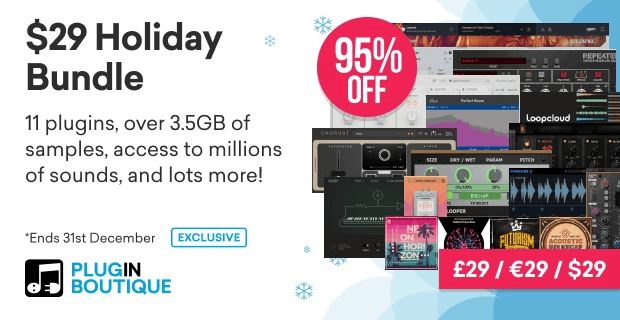 $29 Holiday Bundle: Save 95% on 11 plugins, Loopcloud & sound packs