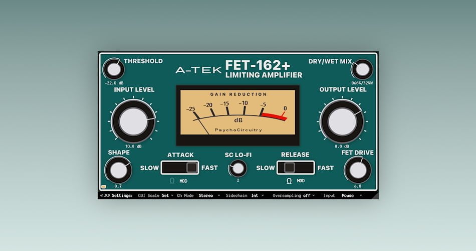 Psycho Circuitry releases A-Tek FET-162 compressor plugin (incl. FREE version)
